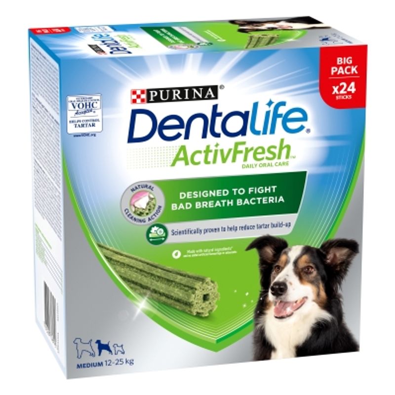 PURINA Dentalife Active Fresh Daily Dental Care Snacks for Medium Breed Dogs 24 Sticks