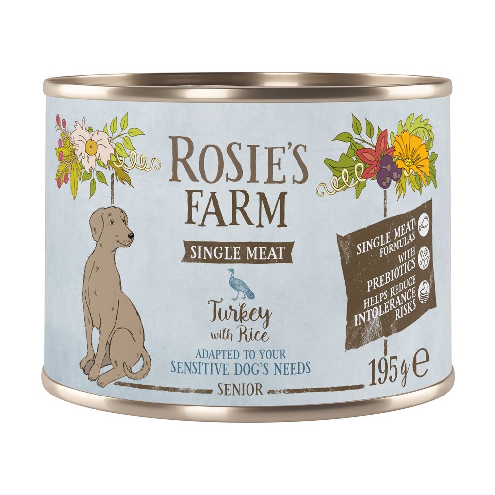 Rosie's Farm Single Meat Senior 6 x 195g Turkey & Rice