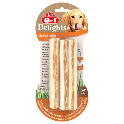8-in-1 Delights Chicken Dog Chews 3 Pack Chew Stick, 75g