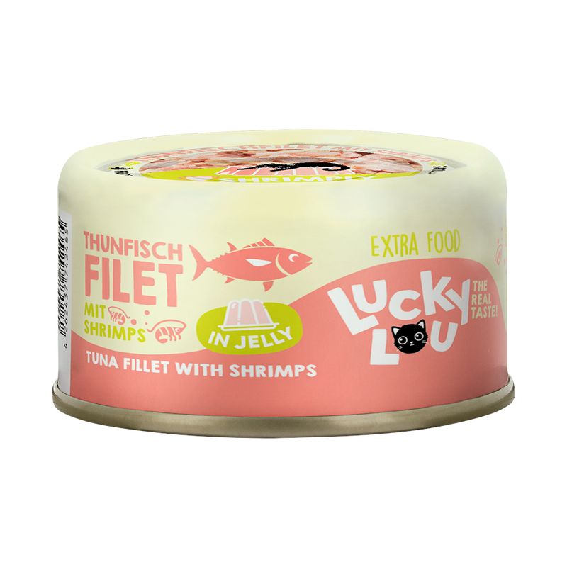 Lucky Lou Extra Food in Jelly 12 x 70g Tuna fillet with shrimps