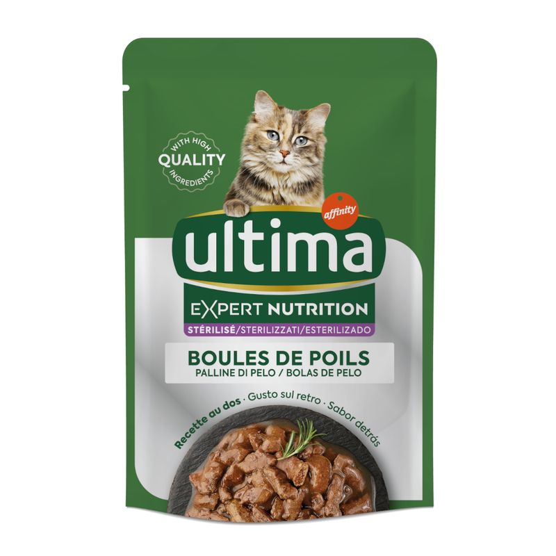 Ultima Cat Expert Nutrition Hairball Beef & Salmon 4 x 70g