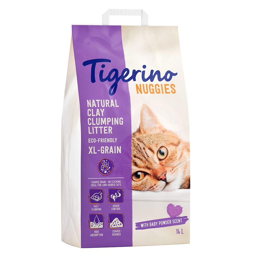 Tigerino Nuggies XL-Grain Cat Litter – Baby Powder Scent 14l