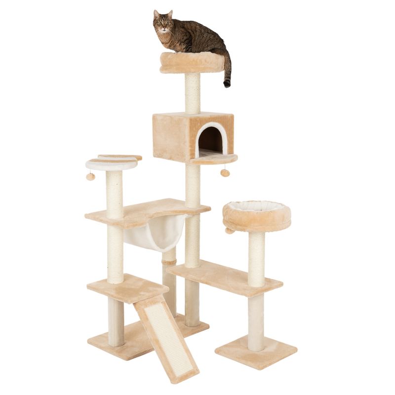 Gingerbread House Cat Tree with Ladder Beige