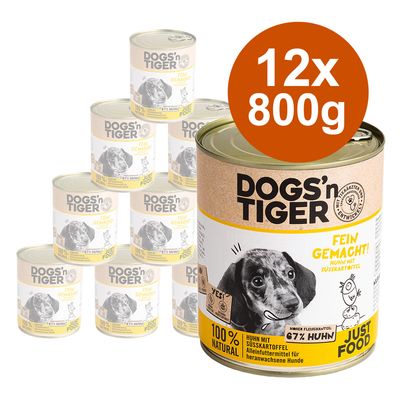 Dogs'n Tiger Junior Saver Pack 12 x 800g Chicken & Sweet Potato