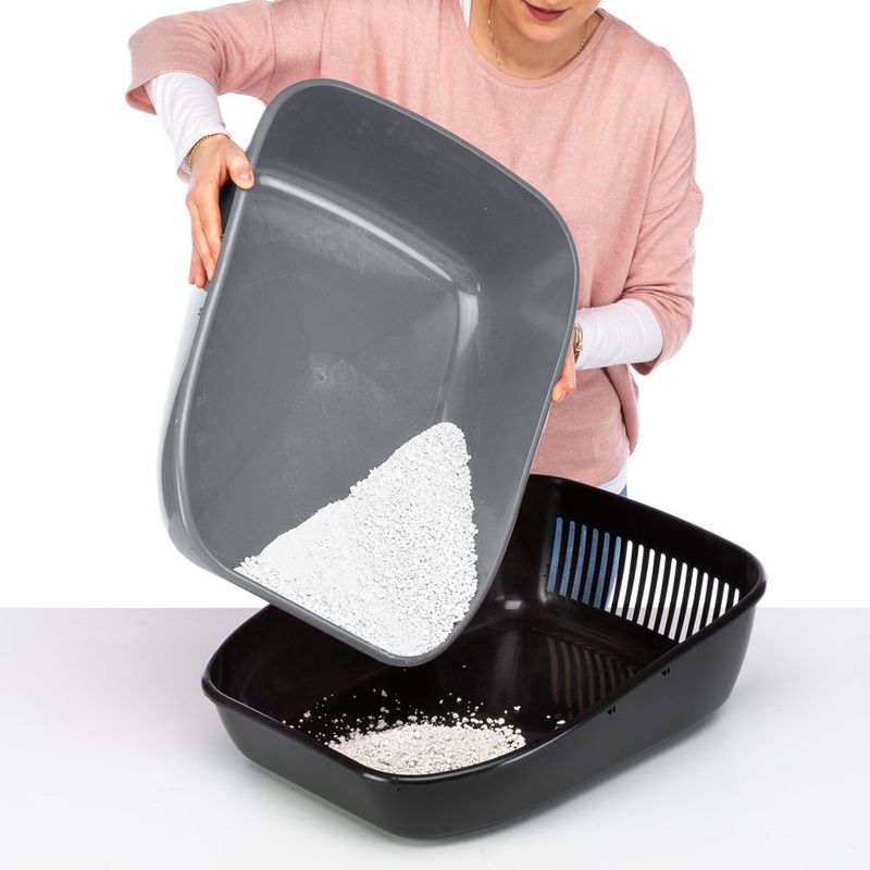 Ferplast Antibacterial Cat Litter Tray Birba Sanitised Grey / black