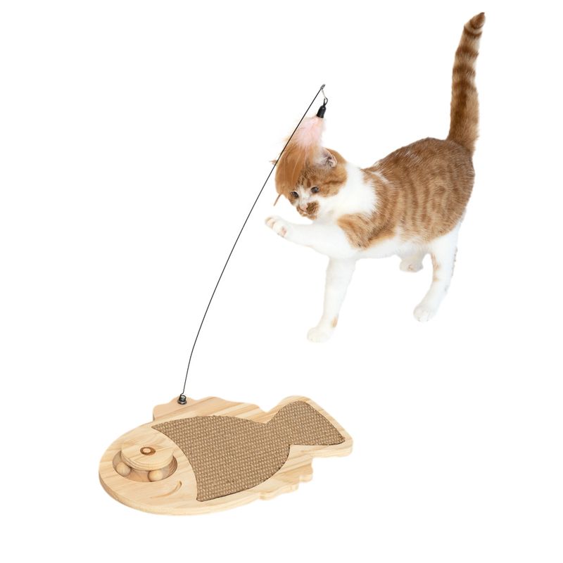 TIAKI Wooden Fish Scratch & Play Cat Toy 36 x 26 x 4 cm (L x W x H)