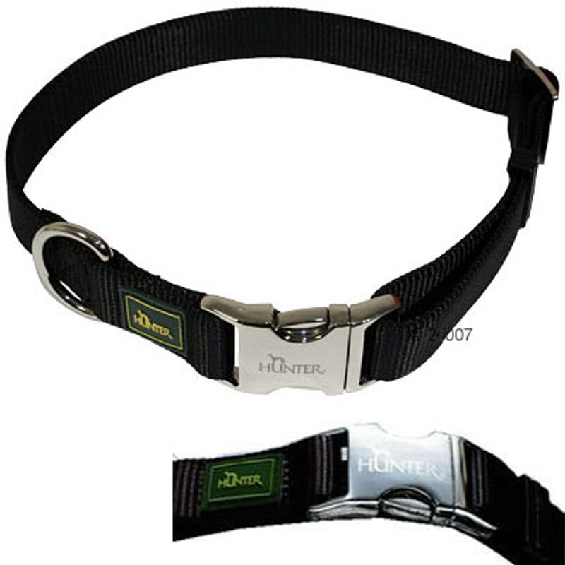 HUNTER Vario Basic Alu-Strong Dog Collar - Black Size XL: 44 - 65 cm neck circumference