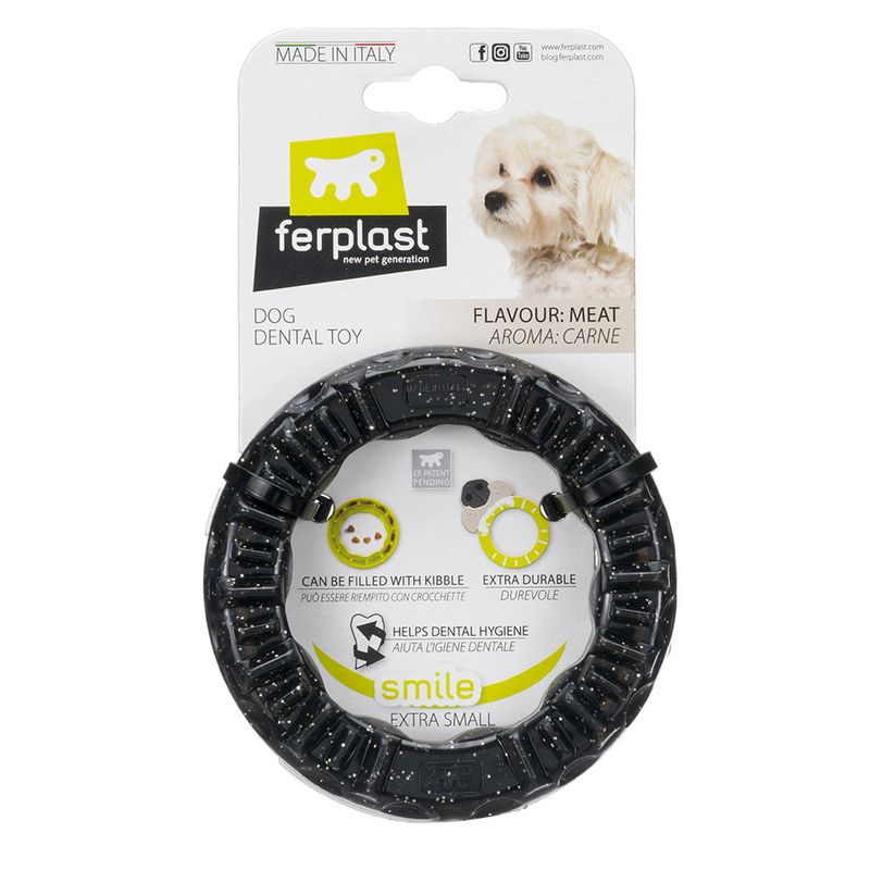 Ferplast Smile chewing ring, black Size XS: Ø 8.5 x H 1.7 cm
