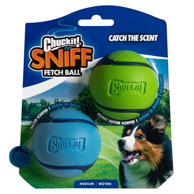 Chuckit! Sniff Fetch Ball Duo Pack Size M: 2 x approx. 6.5cm (W)