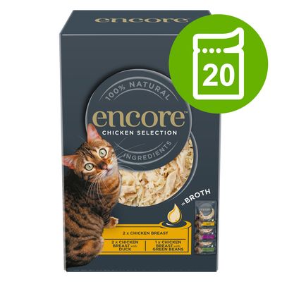 Encore Cat Pouch in Broth Saver Pack 20 x 50g Chicken Selection (3 Varieties)