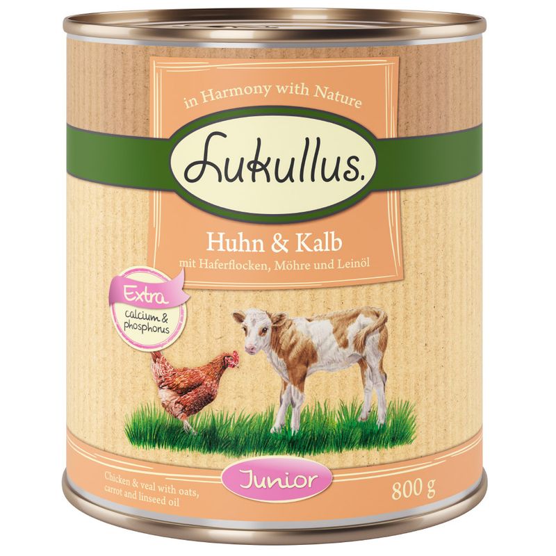 Lukullus Junior Saver Pack 24 x 800g Turkey Hearts & Lamb