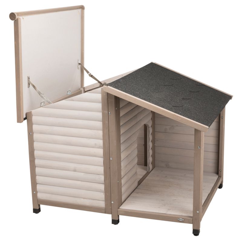 Trixie Natura Log Cabin with Porch Dog Kennel Size M/L: 100 x 130 x 105 cm (L x W x H), Grey (2 packages*)