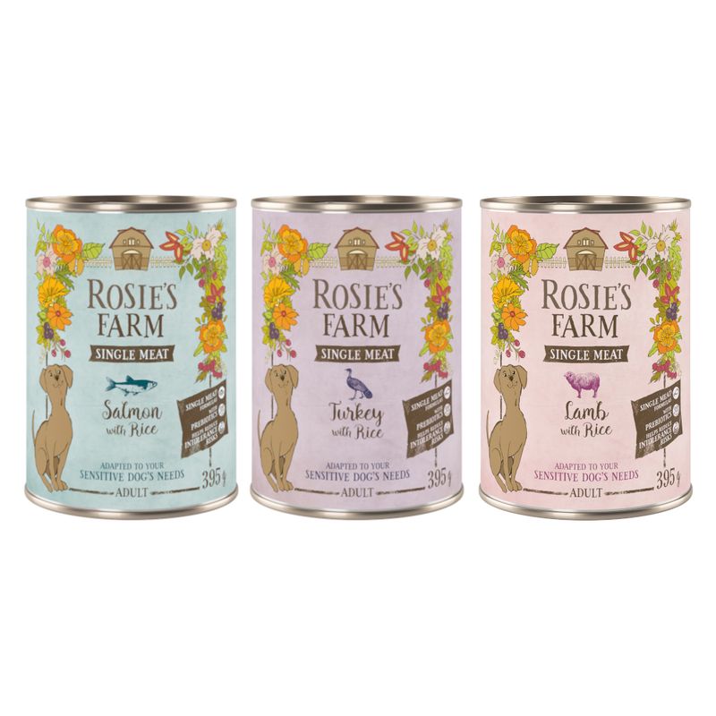 Rosie's Farm Single Meat Adult 6 x 395g Turkey & Rice