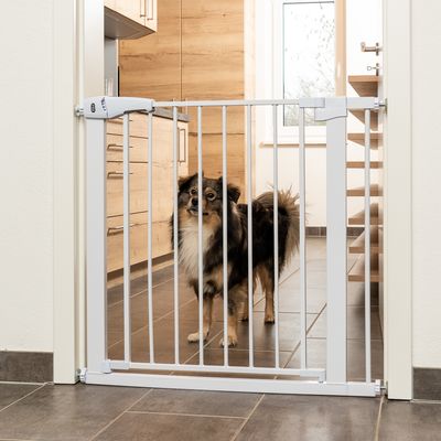 TIAKI White Dog Gate with 7 cm Extension Height 76 cm, width 75 to 82 cm