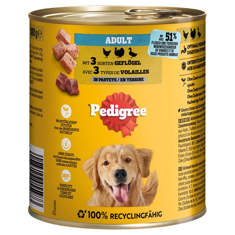Pedigree Classic 12 x 800g Beef, Lamb & Chicken in Pâté