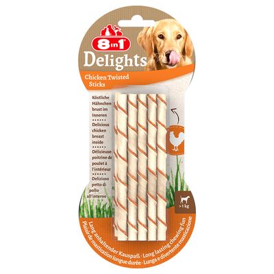 8in1 Delights Twisted Sticks for Small Dogs - Chicken 10 Sticks