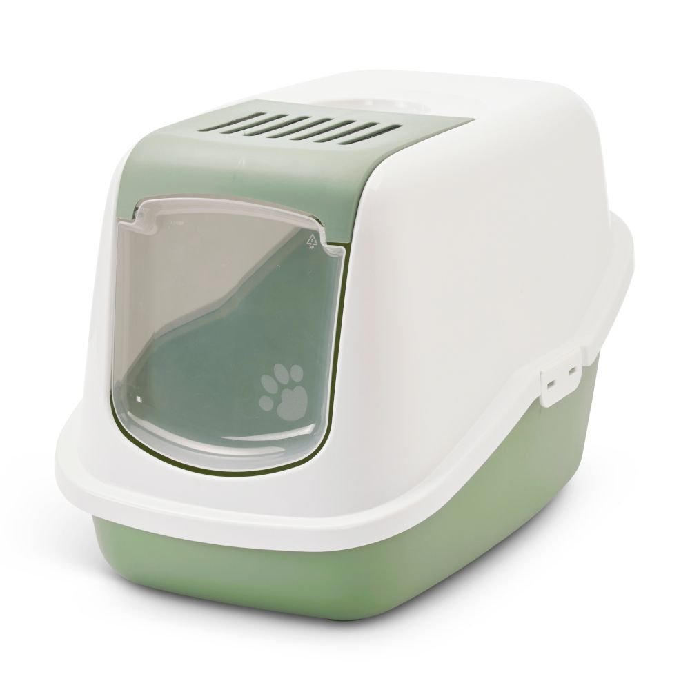Savic Cat Litter Box Nestor Botanical Litter Tray Green / White