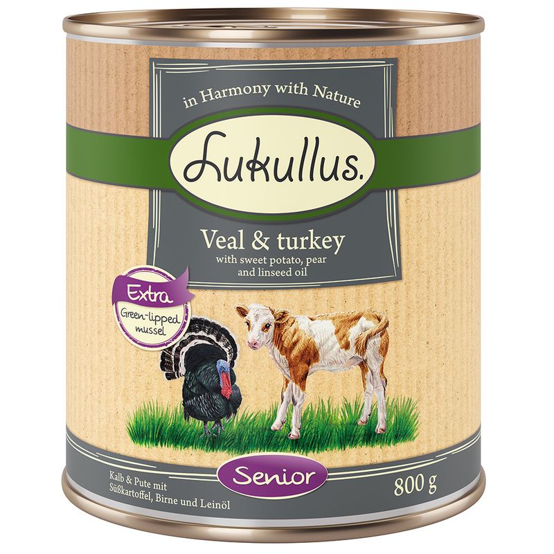 Lukullus Senior Saver Pack 24 x 800g Veal & Turkey - Grain-Free