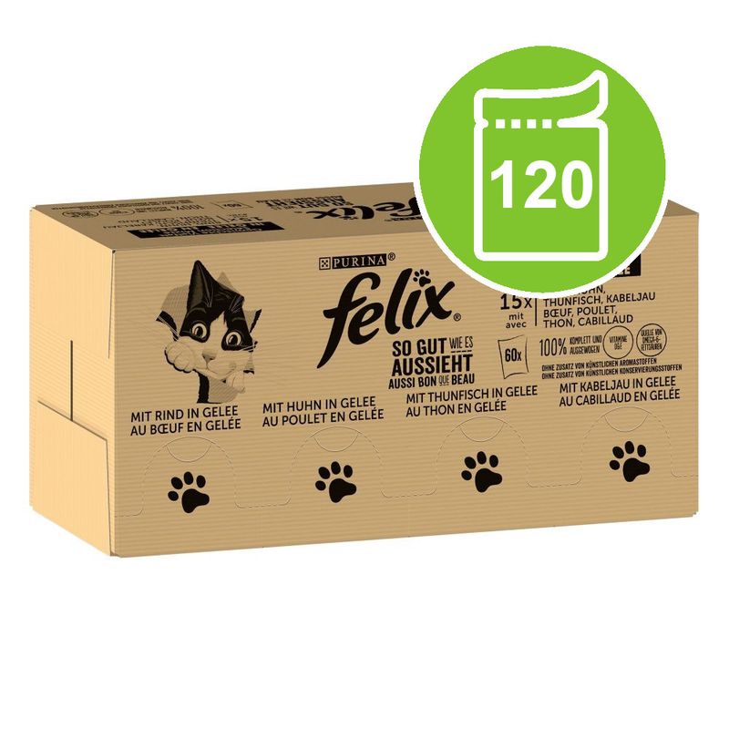 Felix As Good As It Looks Mega Pack 120 x 85g Beef, Chicken, Cod & Tuna