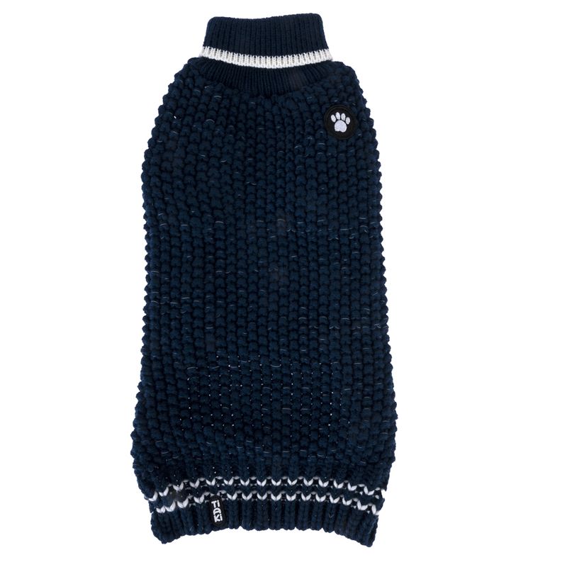 TIAKI Reflective Knit Dog Jumper - Dark Blue approx. 35cm Back Length