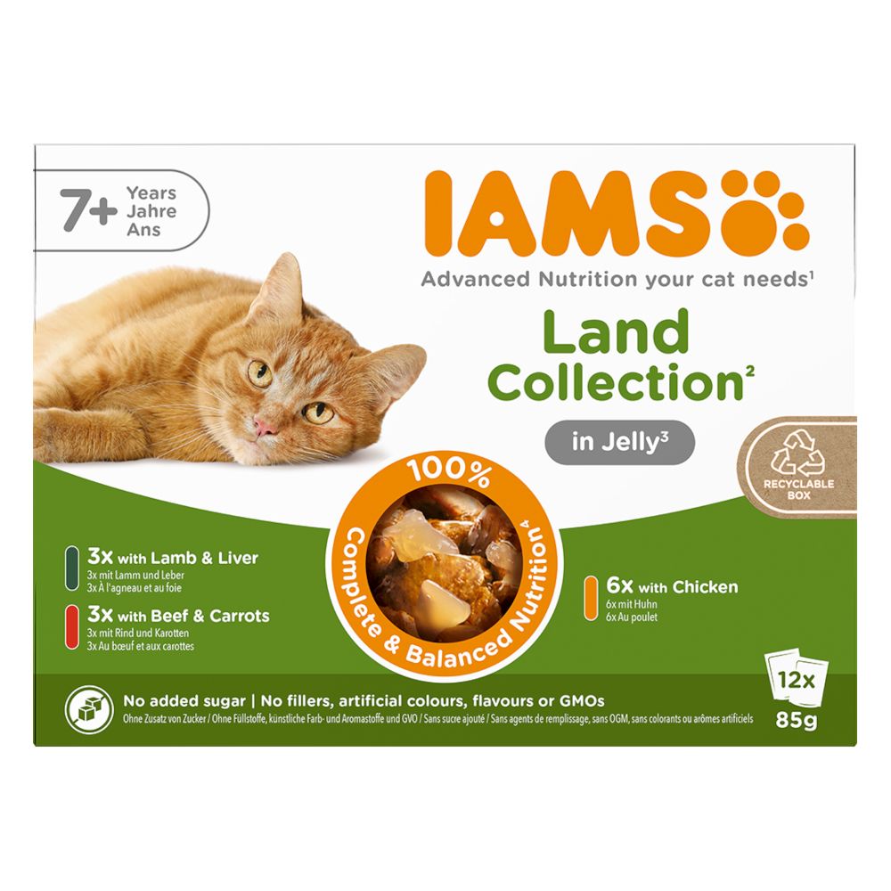 IAMS Advanced Nutrition Senior 7+ Land Collection in Jelly 12 x 85g (3 Flavours)