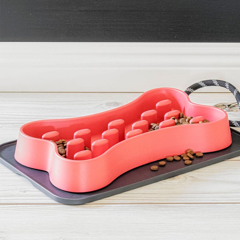 Here Sparky Bone Slow Chow Bowl Red: 1.4L, 35.9 x 20.4 x 5cm (L x W x H)