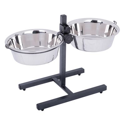 Dog Bowl Stand with 2 Stainless Steel Bowls 2 x 1.8 l