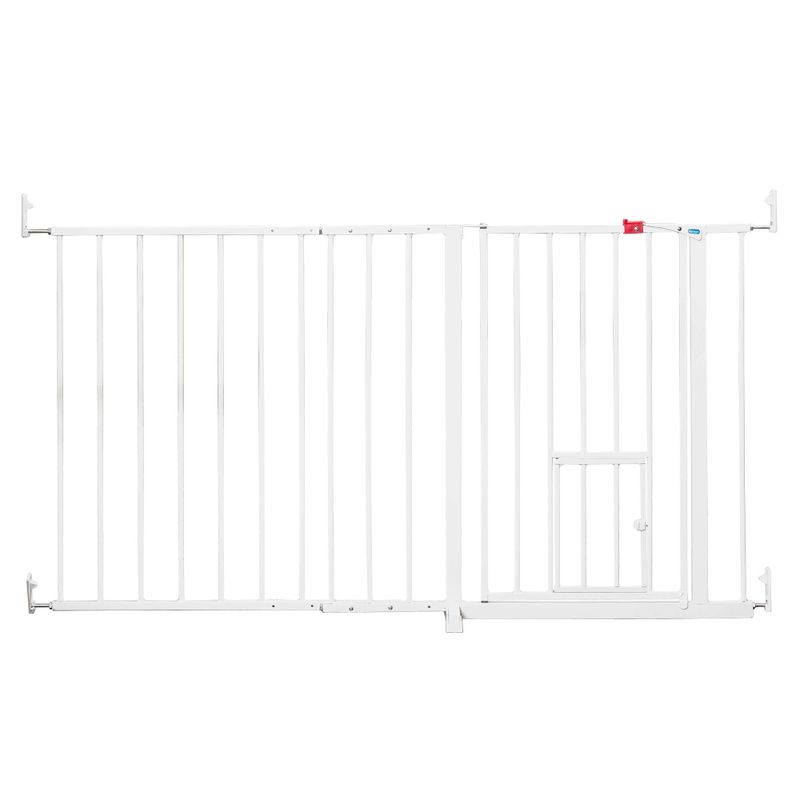 Carlson Extra Wide Pet Gate with Cat Flap Height 76cm, Width 129 - 150cm