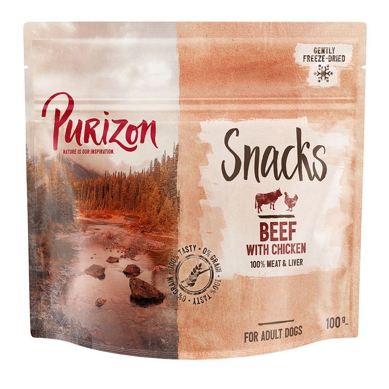 Purizon Dog Snacks Grain-Free Saver Pack 3 x 100g Beef with Chicken