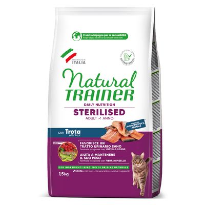 Natural Trainer Cat Sterilised with Trout 1.5kg