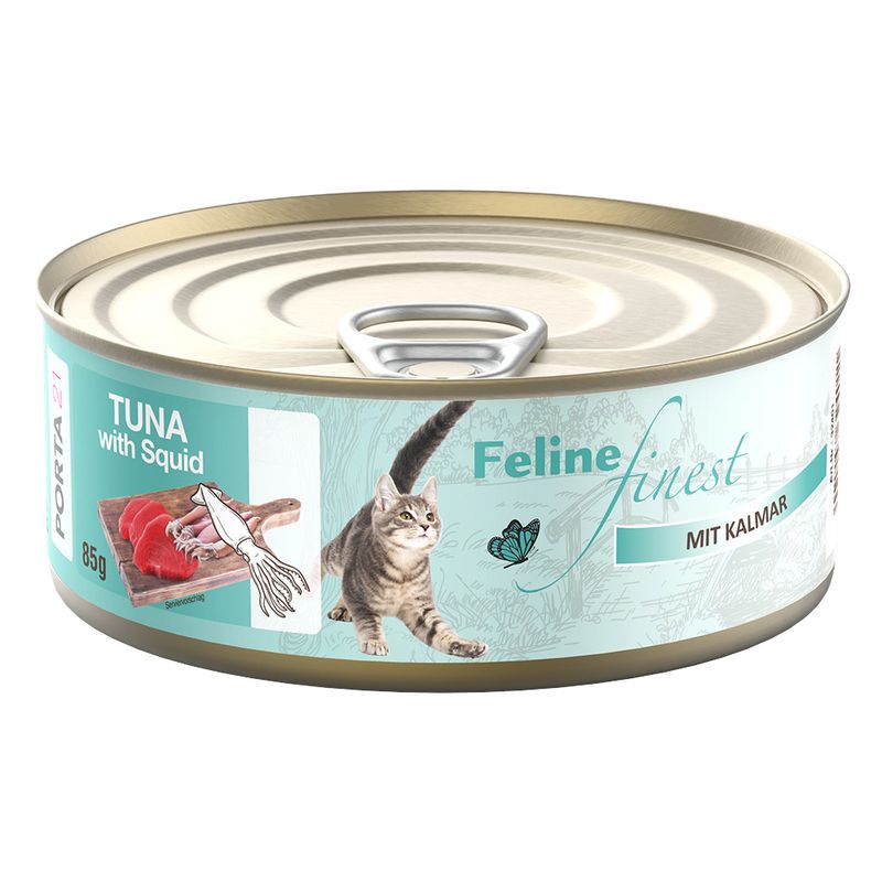 Economy Pack Feline Finest Cats Wet Food 24 x 85 g Tuna with squid