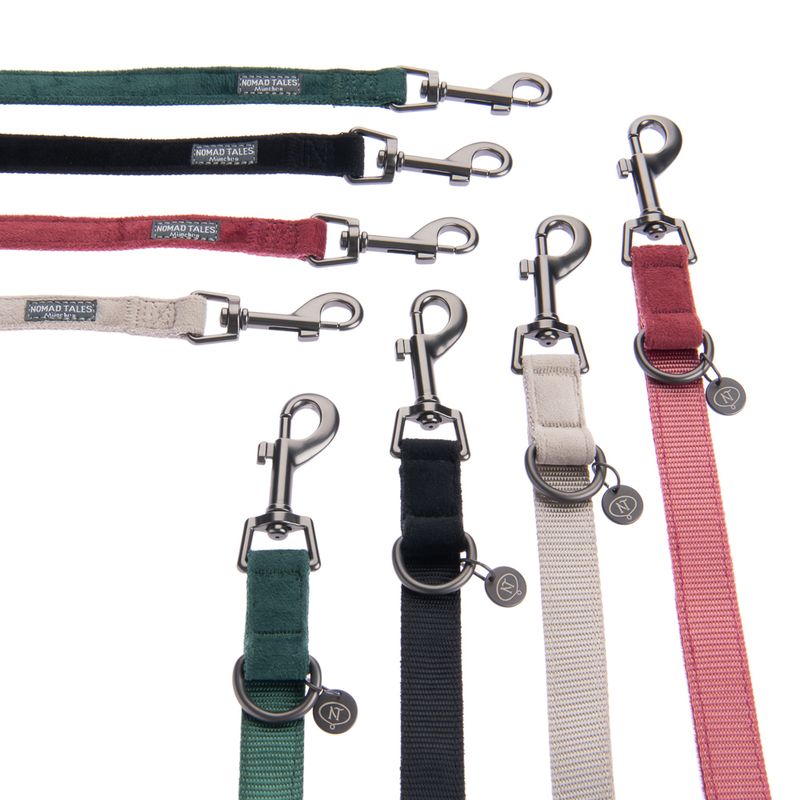 Nomad Tales Blush Dog Leash, ebony 200 cm long, 20 mm wide