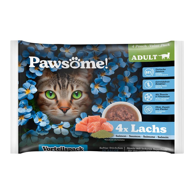 Pawsome Adult Cat 4 x 85g Beef