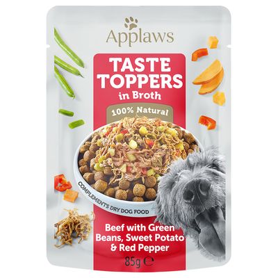 Applaws Taste Toppers in Broth 12 x 85g Beef with Green Beans, Sweet Potato & Red Pepper