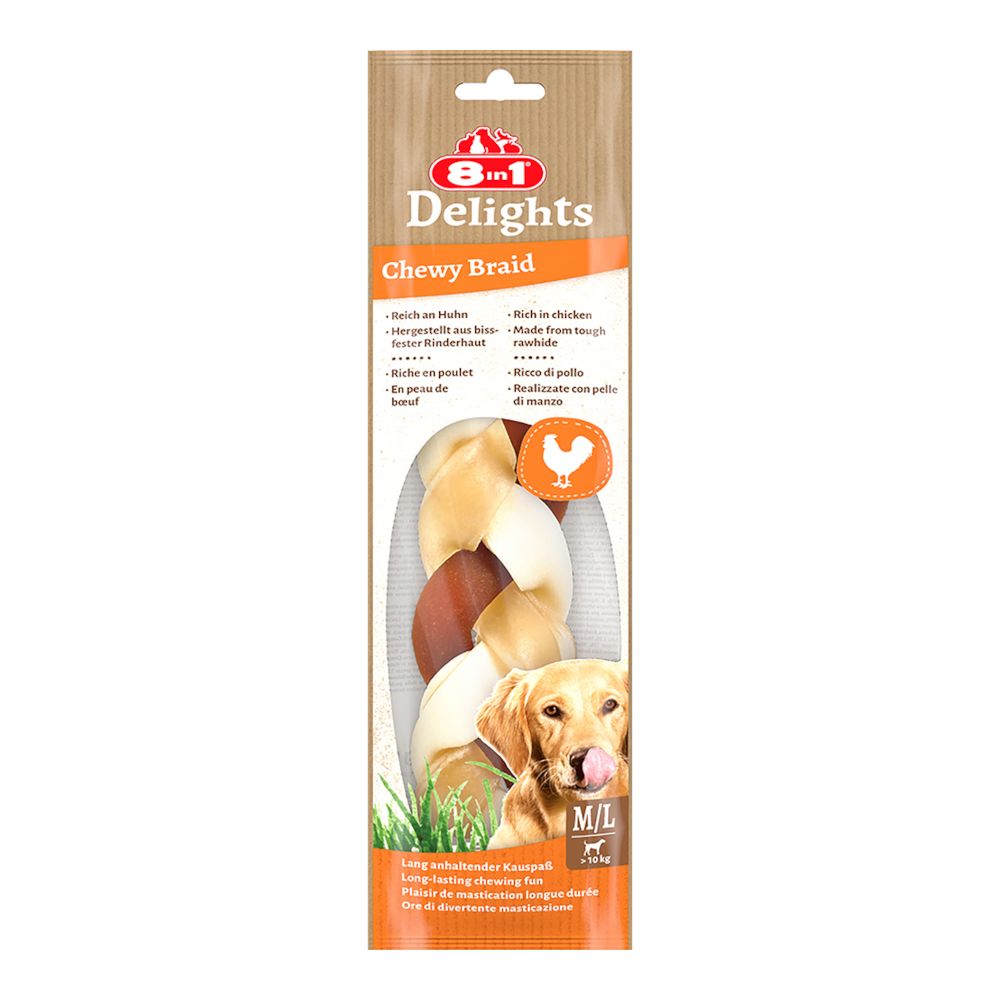 8in1 Delights Plaited Chew Chicken 80g