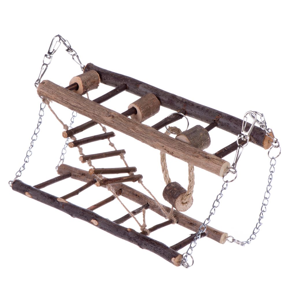Wood Hanging Bridge for Small Pets size: 27 x 7 x 17 cm (L x W x H)