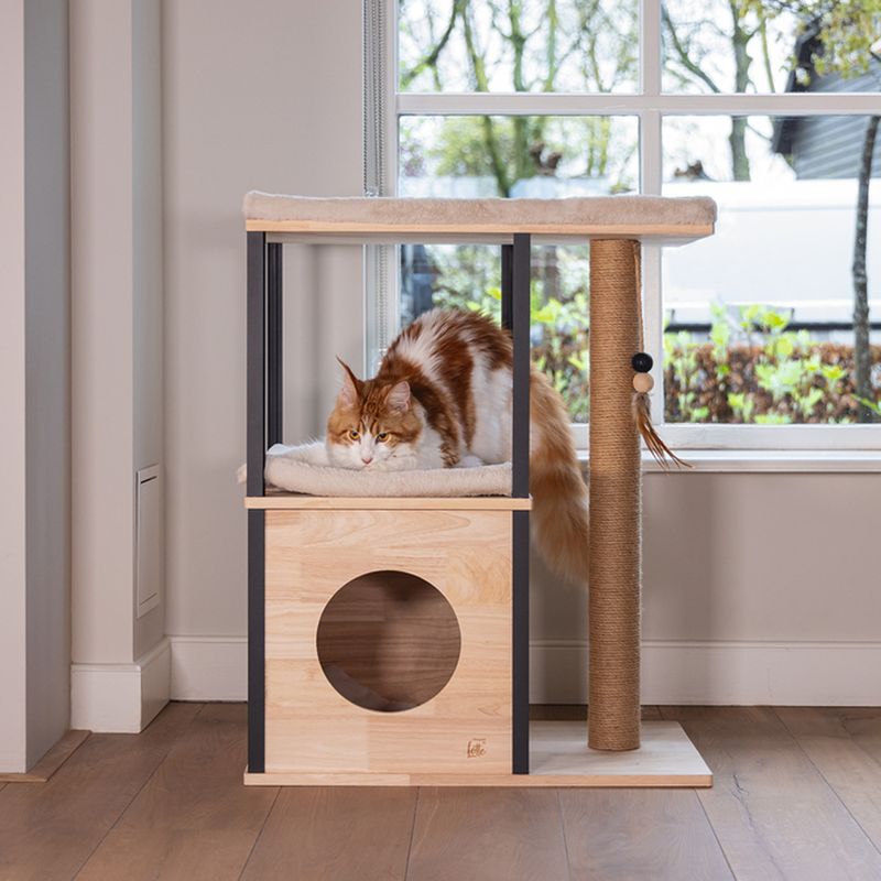 Designed by Lotte Nala Wooden Scratching Post Natural
