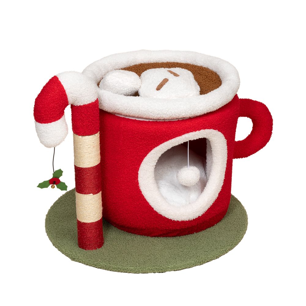 TIAKI Hot Chocolate & Candy Cane Scratching Post Red/Green/White