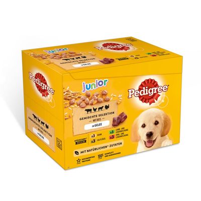 Pedigree Junior Pouch in Jelly Mixed Selection: 4 Varieties (12 x 100g)