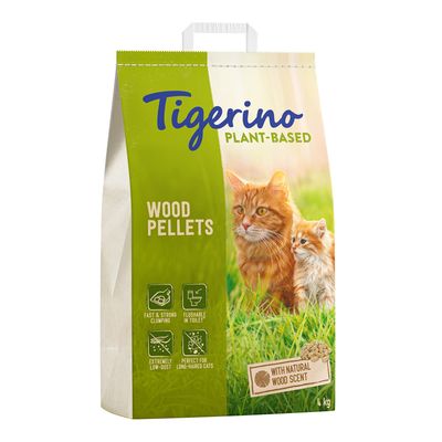 Tigerino Plant-Based Litter Wood Pellets - Natural Wood Scent (Unscented) 8l (4kg)