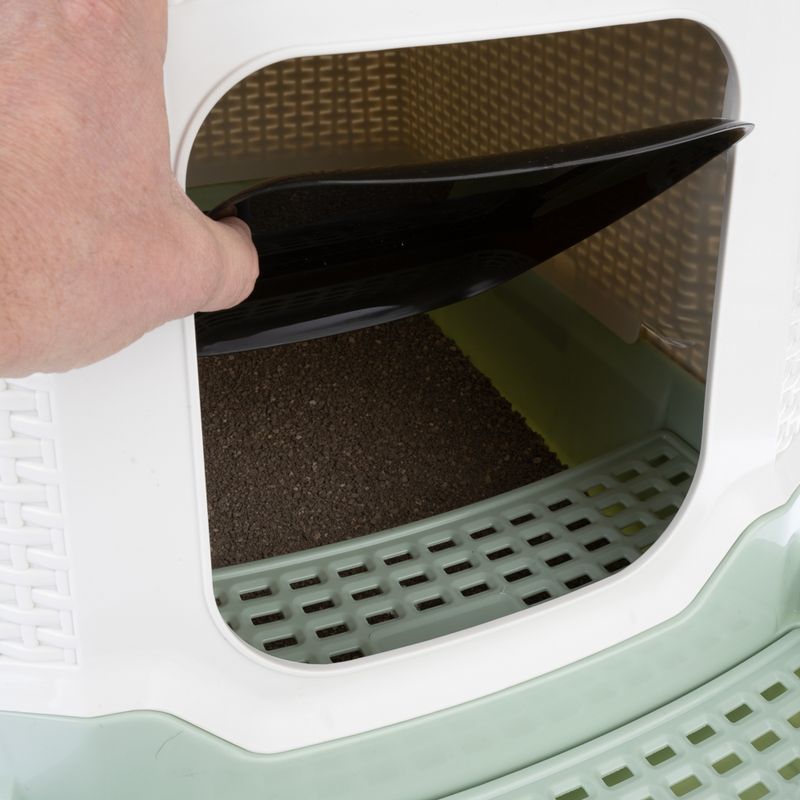 kooa Hooded Litter Draw with Litter Drawer White / Mint