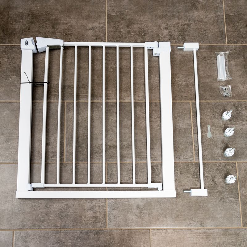 TIAKI White Dog Gate with 7 cm Extension Height 76 cm, width 75 to 82 cm