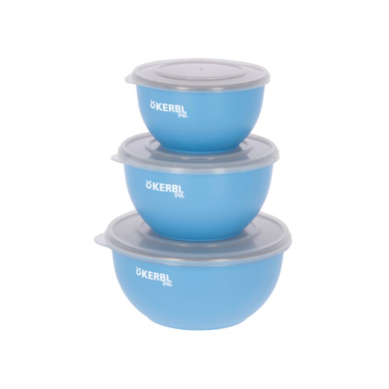 Kerbl Pet Stainless Steel Bowl Set with Lid - Blue 550 ml / 900 ml / 1200ml