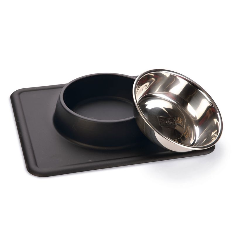 Karlie Stainless Steel Silicone Dex Dog Bowl 350ml, 14cm diameter Light Grey