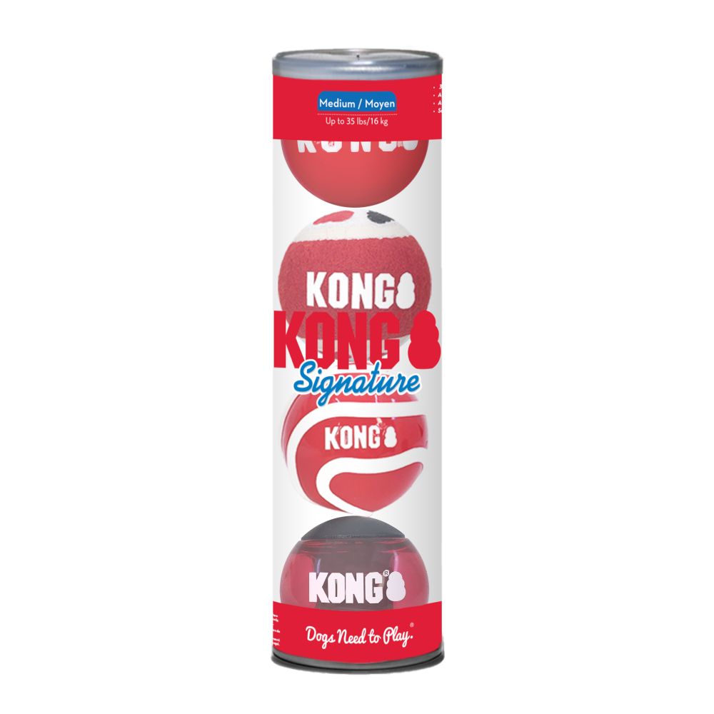 KONG Signature Dog Play Balls 4 balls, size M: approx. 7cm (diameter)