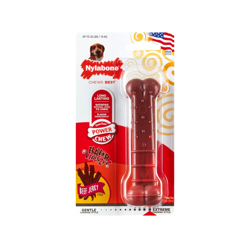 Nylabone Extreme Textured Denta Bone with beef jerky flavor Size M: L 14 x W x H 4 x 2.5 cm