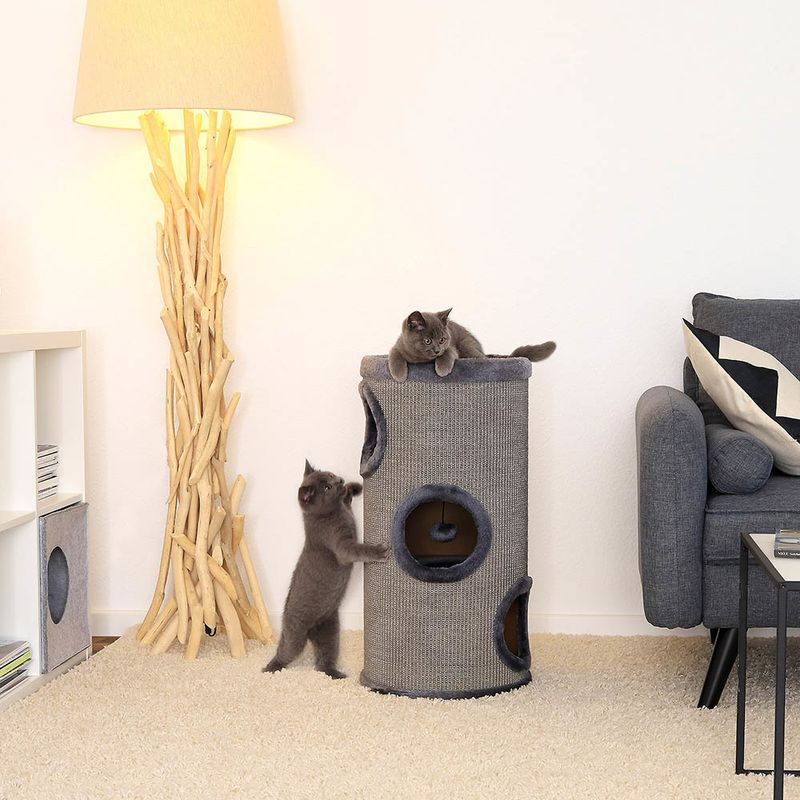 Lionto Scratching Barrel with Sisal - Grey 50 x 36 x 36cm (H x L x W)