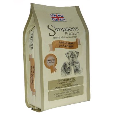 Simpsons Premium Sensitive Adult Duck & Potato Dry Dog Food 2kg