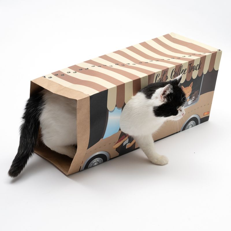 TIAKI Paper Tunnel Coffee Truck for Cats 60 x 22 x 27cm (L x W x H)