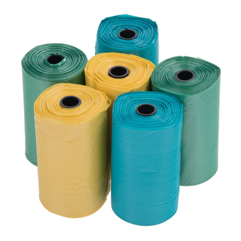 Tricoloured Dog Poop Bags 6 Rolls of 20 Bags